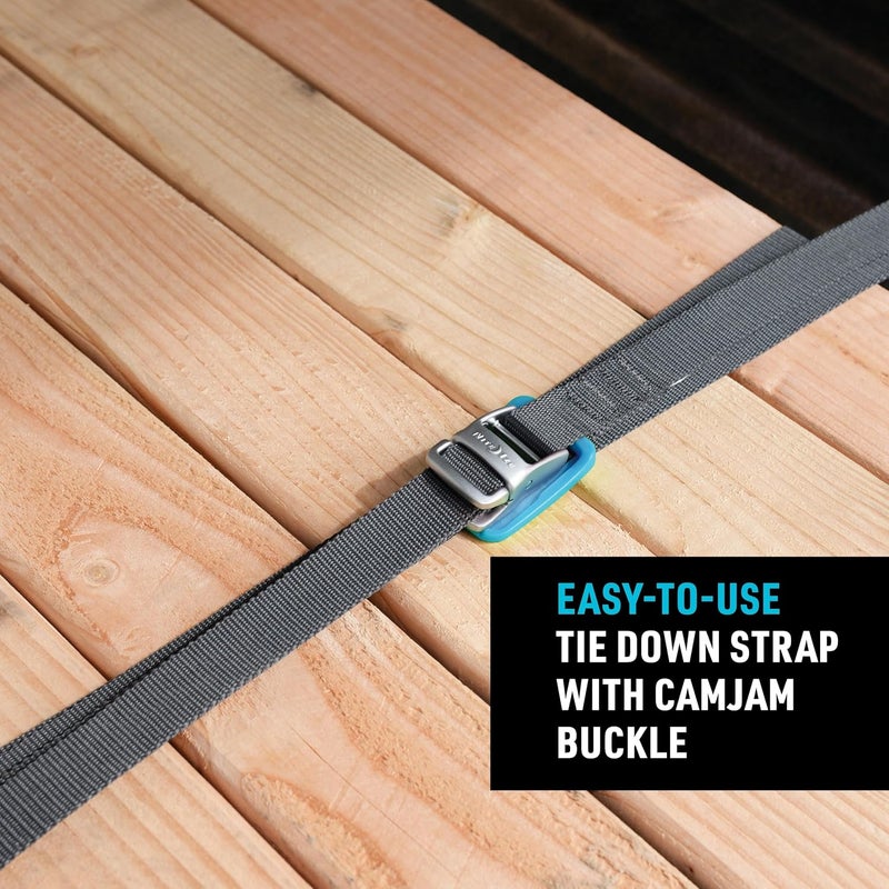 NiteIze CamJam Tie Down Strap - Tie Down Ratchet Straps - Straps for Trucks & Cars - Tie Downs for Luggage & Gear - 6 ft Strap, Blue (Pack of 2) - Image 3